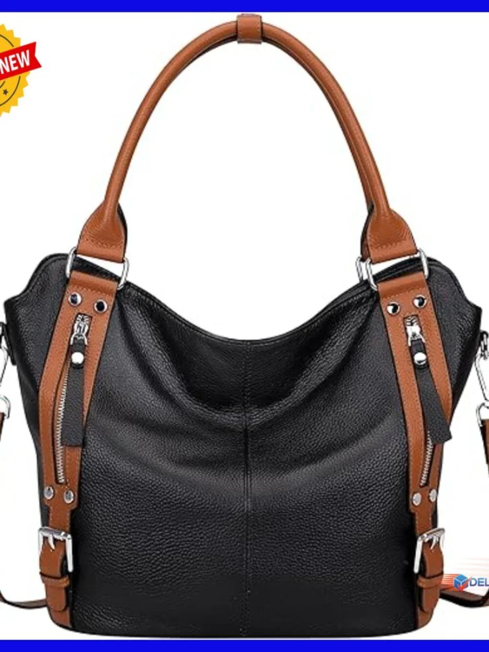 Genuine Leather Hobo Tote Shoulder Bag Large Capacity Multi-Pocket Purse